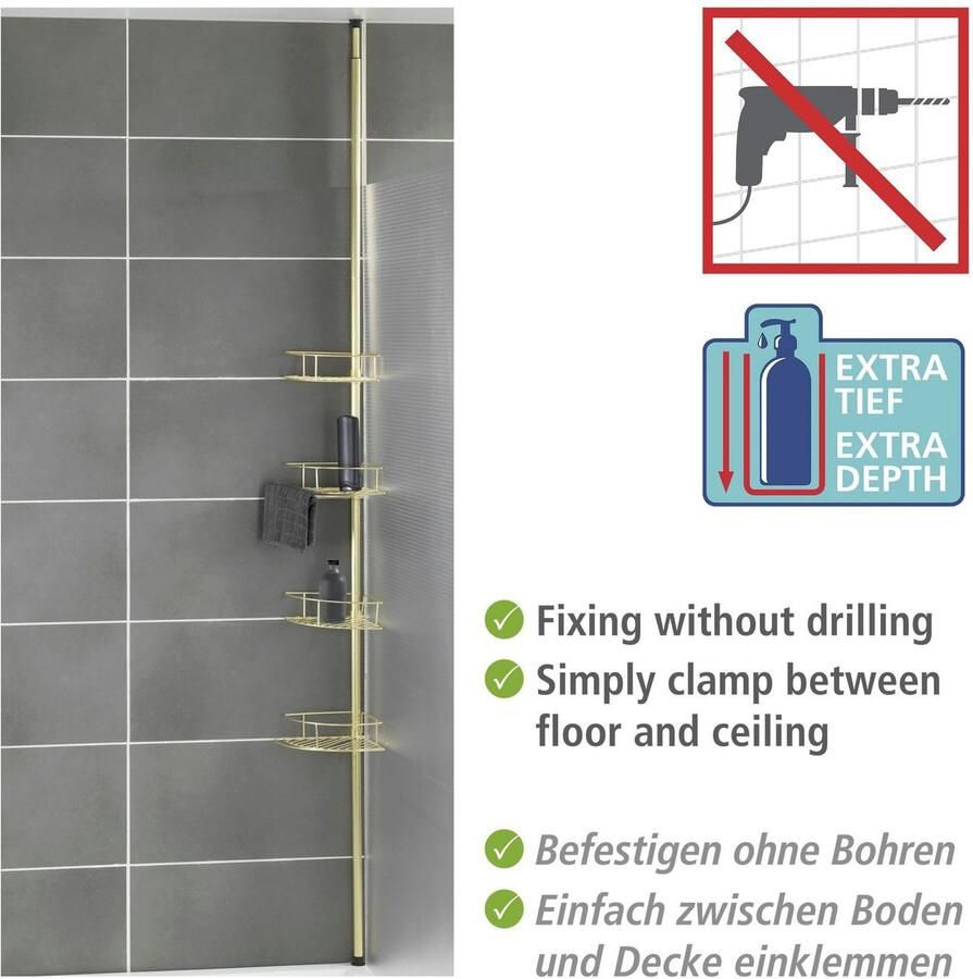 Wenko Telescooprek Dolcedo Hoekrek met 4 planken hoogte verstelbaar 65-275 cm