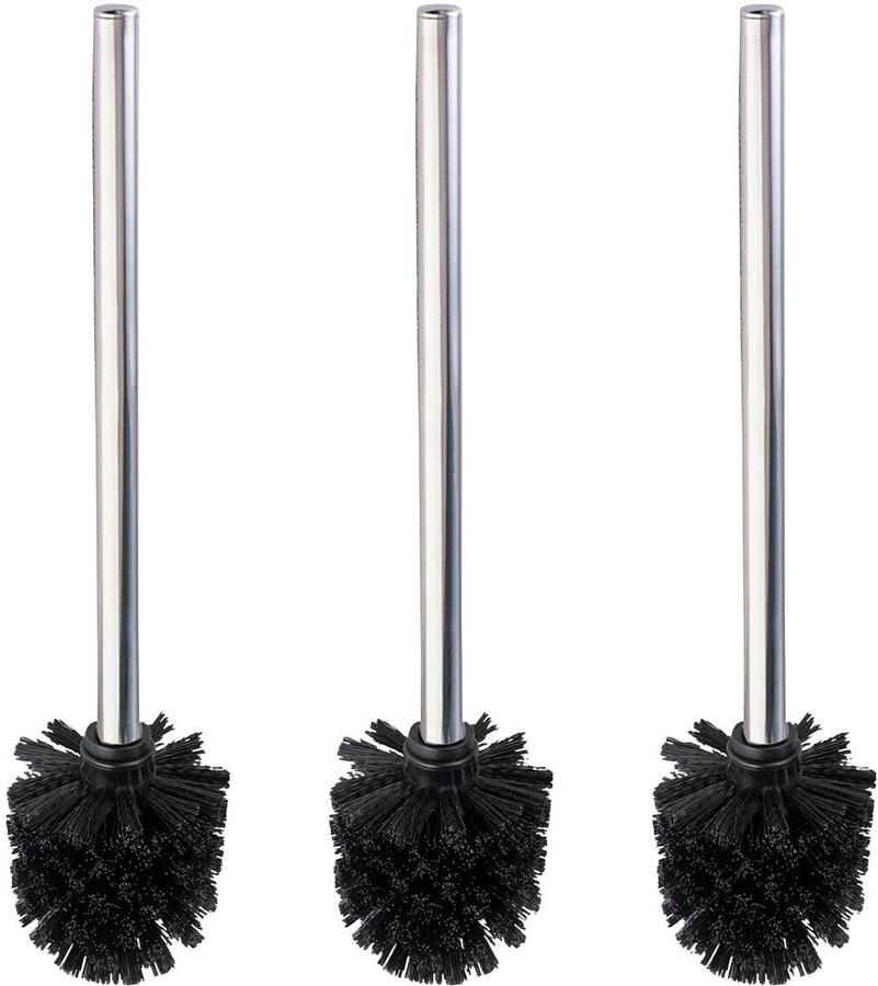 Wenko Toiletborstel zwart met edelstaal handgreep (set 3 stuks)
