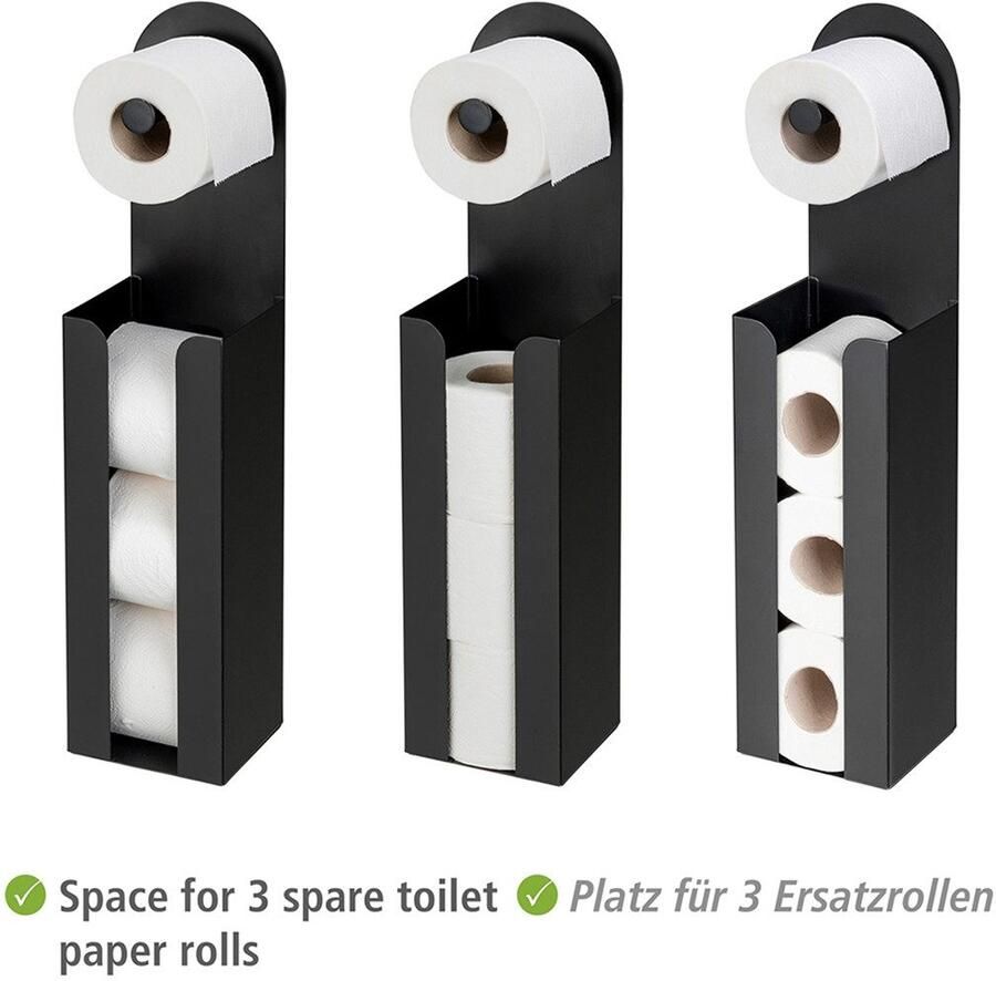 Wenko Toiletrolhouder Model 2-in-1 Agira voor plaatsen of plakken ruimte voor 3 vervangrollen
