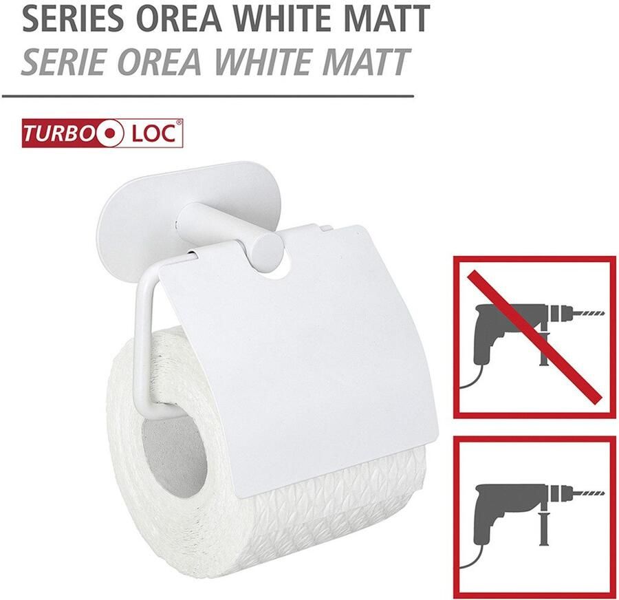 Wenko Toiletrolhouder Turbo-Loc model Orea met deksel roestvrij staal bevestigen zonder boren