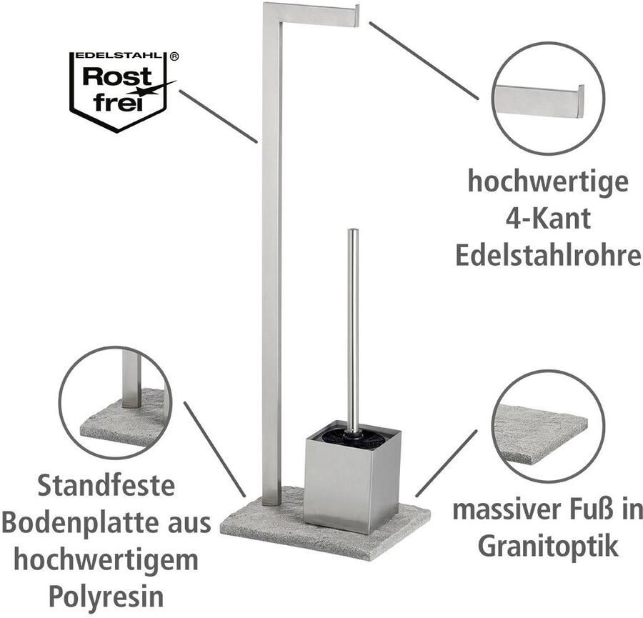 Wenko Toiletset Graniet Roestvrij staal roestvrij
