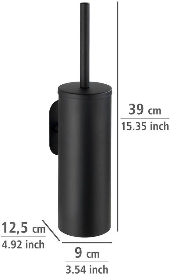 Wenko Turbo-Loc Toiletborstelhouder met deksel Orea RVS zwart mat Bevestigen zonder boren