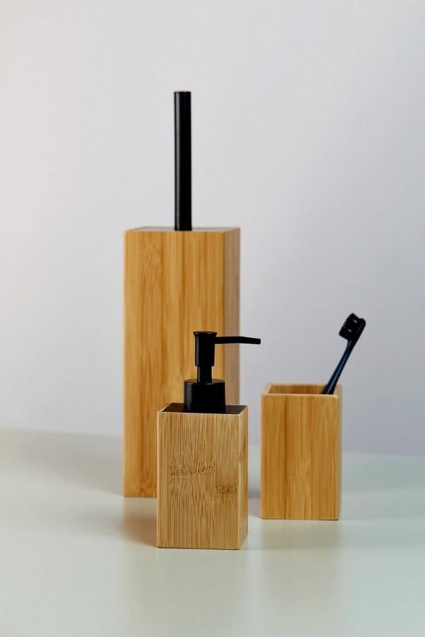 WENK o toiletborstel en houder Padua bamboe 10x38x10cm