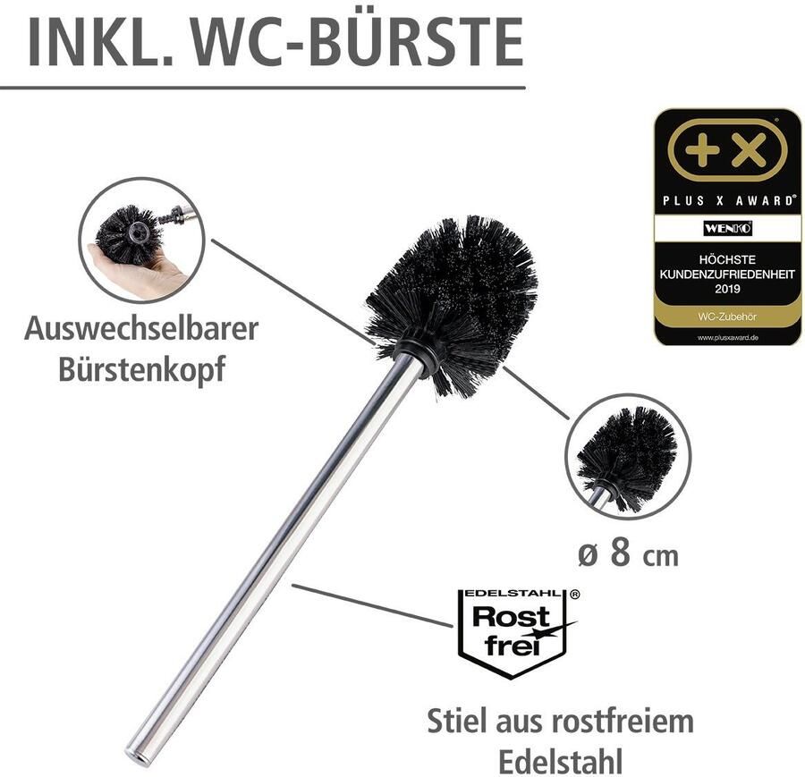 Wenko Toiletset Rivalta geïntegreerde toiletrolhouder en toiletborstelhouder