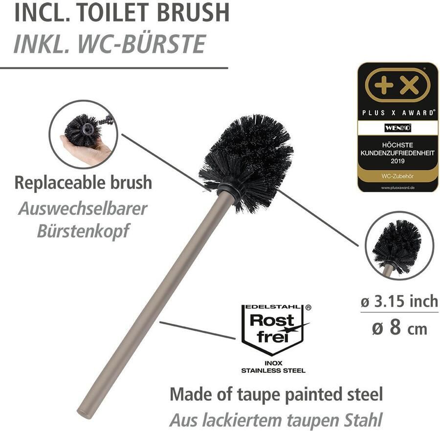 Wenko Toiletset Rivalta taupe plaat van veiligheidsglas