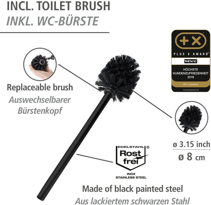 Wenko Toiletset Rivalta zwart 3 in 1 staande set