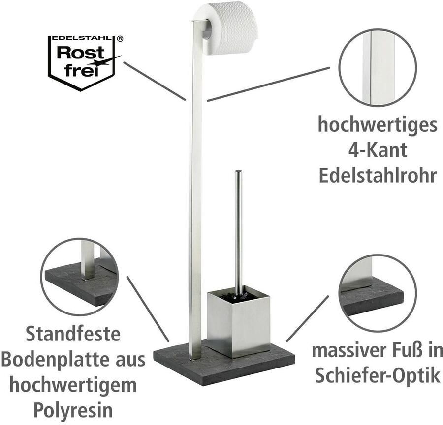 Wenko Toiletset Slate rok Roestvrij staal roestvrij