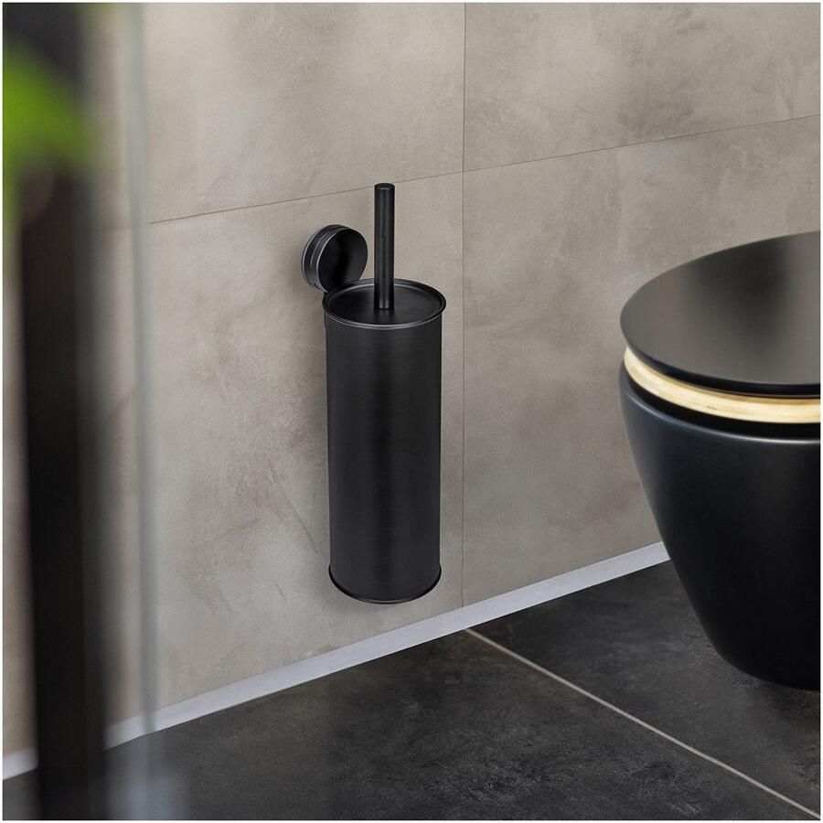 Wenko Toiletset Static-Loc Modell Plus Pavia gesloten wc-borstelhouder voor wandmontage zonder boren