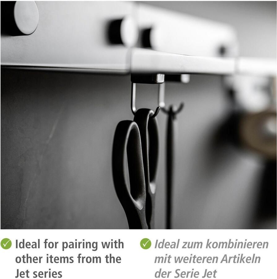 Wenko Wandhaak Model Jet magnetische haken voor de keuken zonder boren industriële stijl (6 stuks)