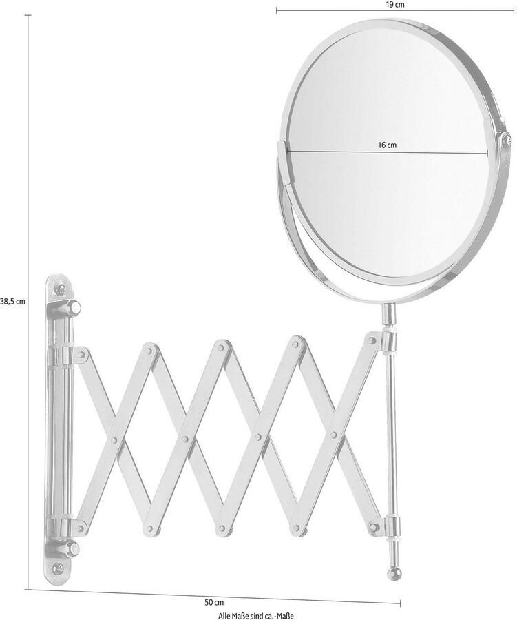 Wenko Opmaakspiegel wand Exclusief ø17cm telescopisch chroom