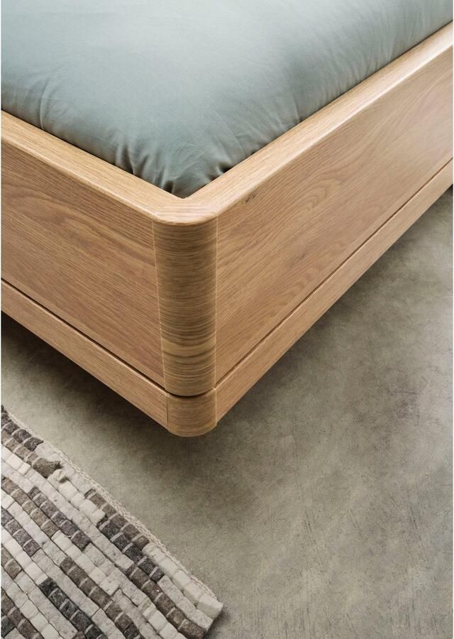 WIEMANN Bed Kiruna Bedframe Eiken look Gestoffeerd hoofdbord Gestoffeerd hoofdeinde van kunstleer verschillende maten in comforthoogte