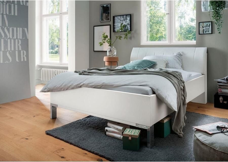 WIEMANN Futonbed Monaco Bedframe comfortabel gestoffeerd hoofdbord Gestoffeerd hoofdeinde van kunstleer verschillende maten in comforthoogte