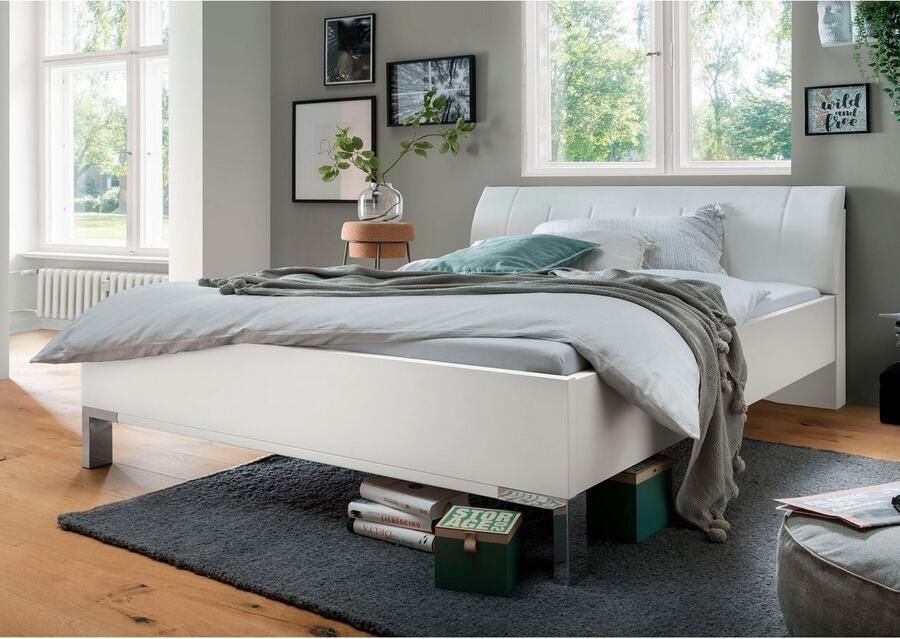 WIEMANN Futonbed Monaco Bedframe comfortabel gestoffeerd hoofdbord Gestoffeerd hoofdeinde van kunstleer verschillende maten in comforthoogte