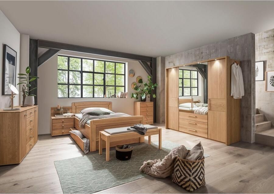 WIEMANN Nachtkastje Kiruna eik gedeeltelijk massief gemaakt in Duitsland met soft-close functie
