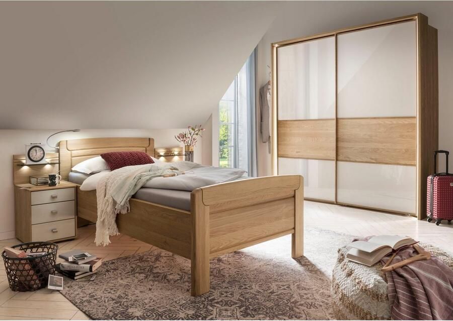 WIEMANN Nachtkastje Kiruna eik gedeeltelijk massief gemaakt in Duitsland met soft-close functie