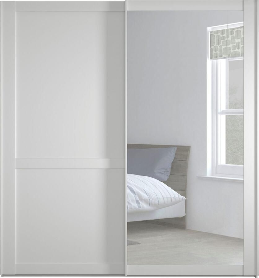 WIEMANN Zweefdeurkast Göteborg Horizontale strook en greeplijsten in rompkleurtint inclusief spiegel