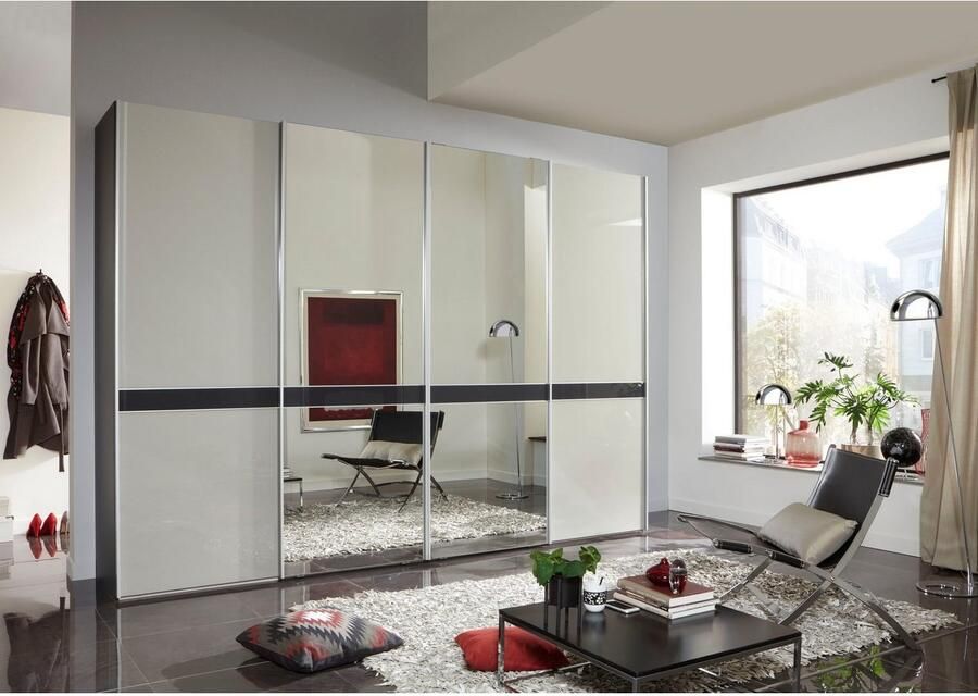 WIEMANN Zweefdeurkast Rialto hoogwaardig glas- en spiegelfront met dwarsbalk