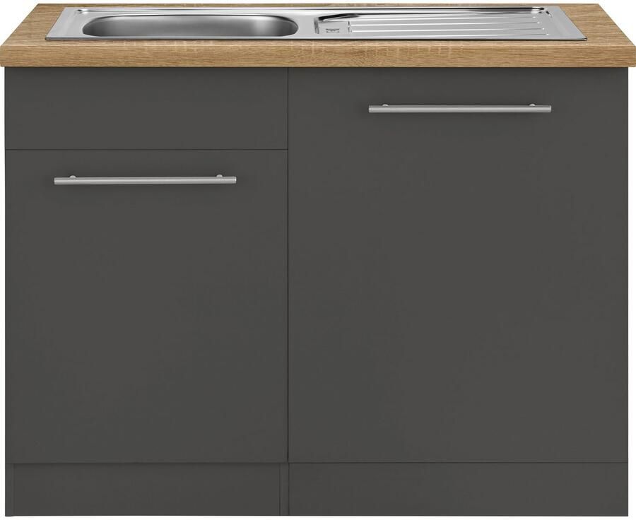 Wiho Küchen Gootsteenkast Unna 110 cm breed inclusief deur voet handgreep voor vaatwassers