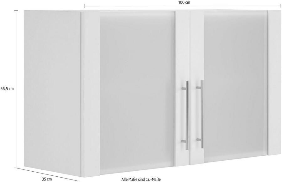 Wiho Küchen Hangend kastje met glasdeur Cali Front met glasinzet