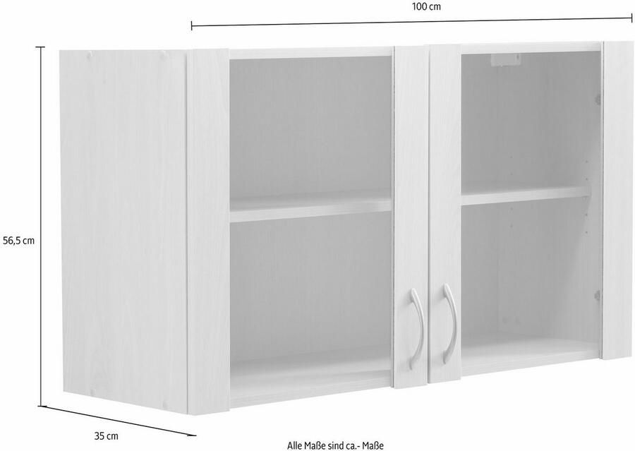 Wiho Küchen Hangend kastje met glasdeur Kiel Front met glasinzet