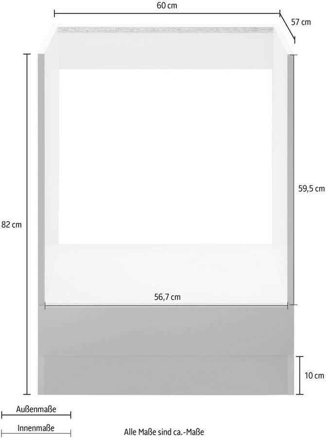 Wiho Küchen Ombouwkast voor oven Cali 60 cm breed zonder werkblad