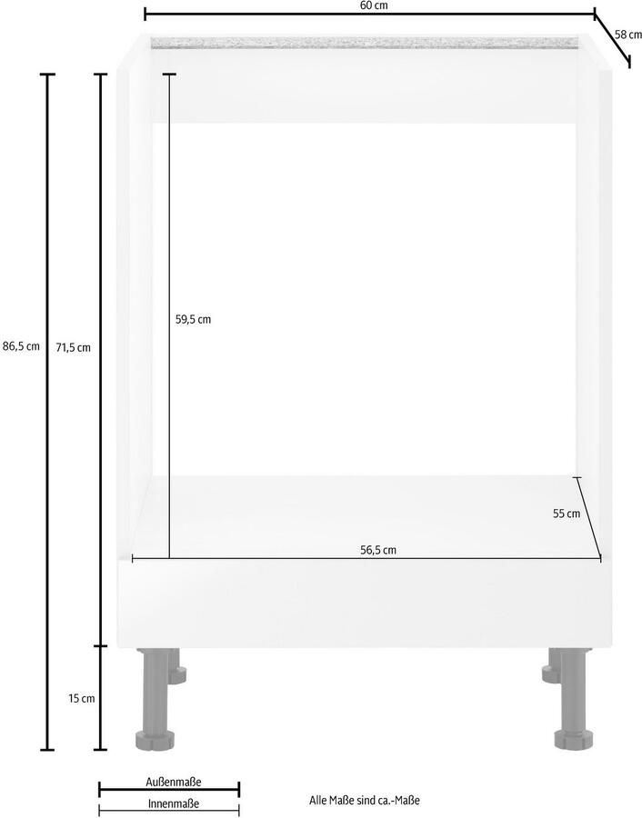Wiho Küchen Ombouwkast voor oven Ela Breedte 60 cm