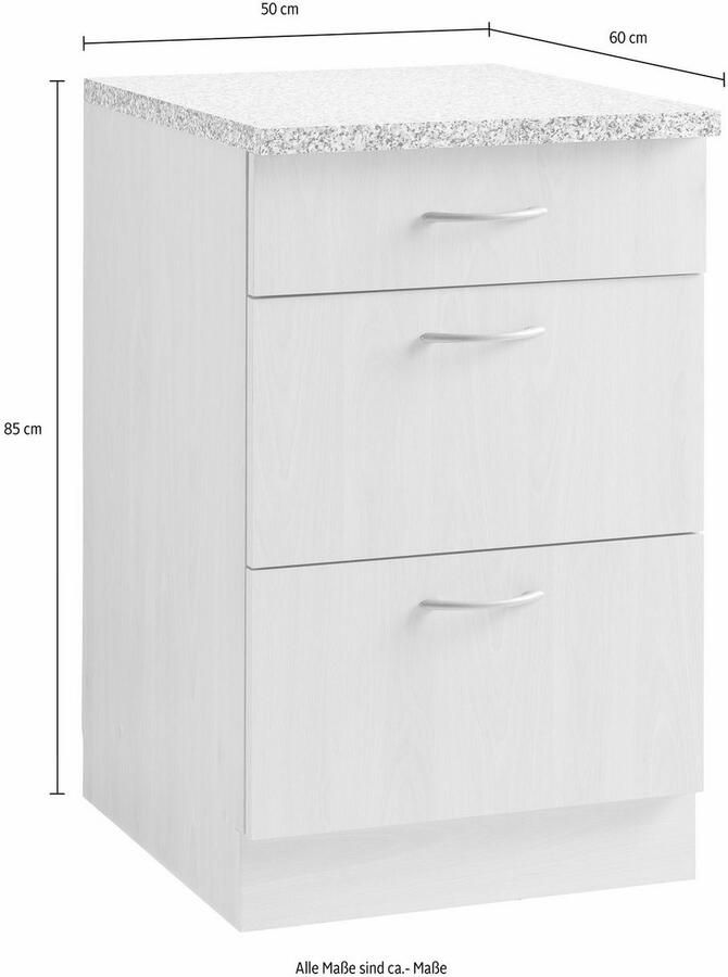 Wiho Küchen Onderkast Kiel 50 cm breed diepte 60 cm met 2 grote laden en 1 lade