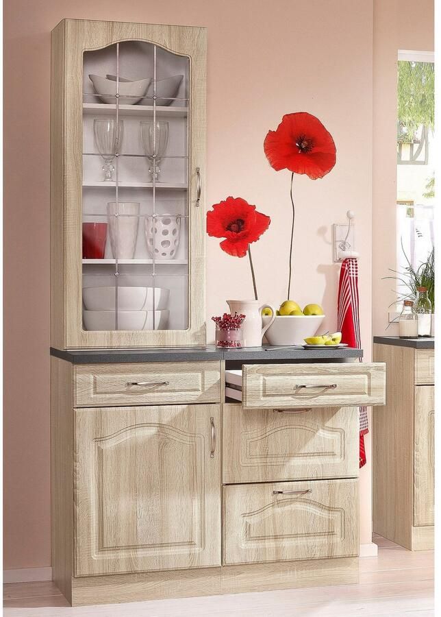 Wiho Küchen Vitrinekastopzet Linz 50 cm breed met glasdeur