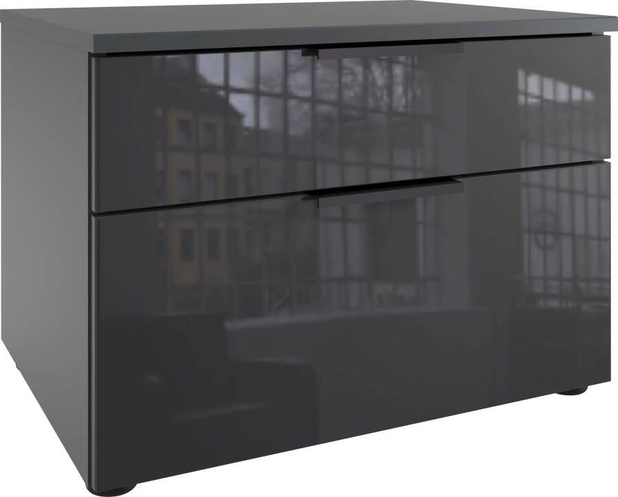 Wimex Nachtkastje Level36 black C by fresh to go met glazen elementen aan de voorkant soft-close functie 54 cm breed