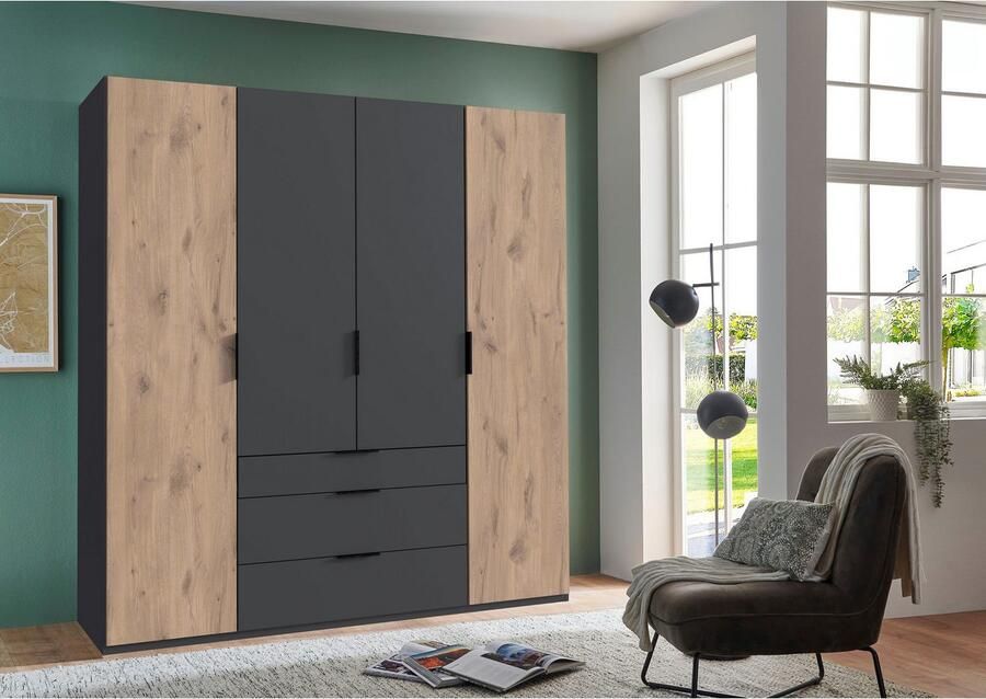 Woonexpress Kledingkast Almera Antraciet|Grijs|Hout Eiken|Hout Naturel|Zwart - Foto 5