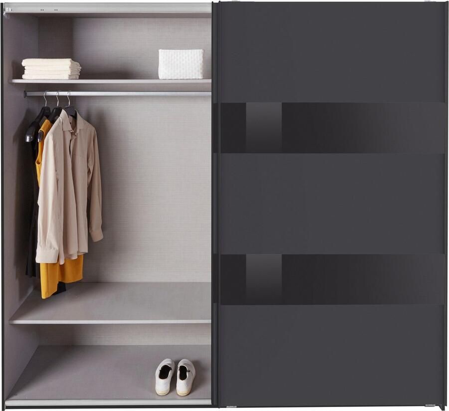 Woonexpress Kledingkast Mierlo Hout Grijs 225 x 208 x 65 cm (BxHxD) Schuifdeurkast Hang-legkast Met 4 Legplanken en 2 Roedes - Foto 11