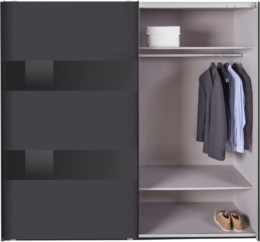 Woonexpress Kledingkast Mierlo Hout Grijs 225 x 208 x 65 cm (BxHxD) Schuifdeurkast Hang-legkast Met 4 Legplanken en 2 Roedes - Foto 9