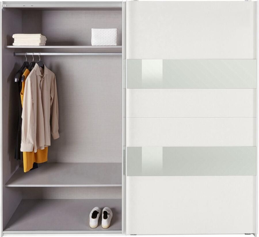 Woonexpress Kledingkast Mierlo Hout Wit 225 x 236 x 65 cm (BxHxD) Schuifdeurkast Hang-legkast Met 4 Legplanken en 2 Roedes - Foto 11