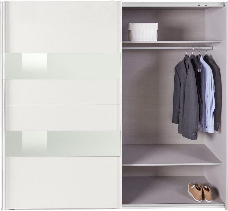 Woonexpress Kledingkast Mierlo Hout Wit 225 x 236 x 65 cm (BxHxD) Schuifdeurkast Hang-legkast Met 4 Legplanken en 2 Roedes - Foto 9