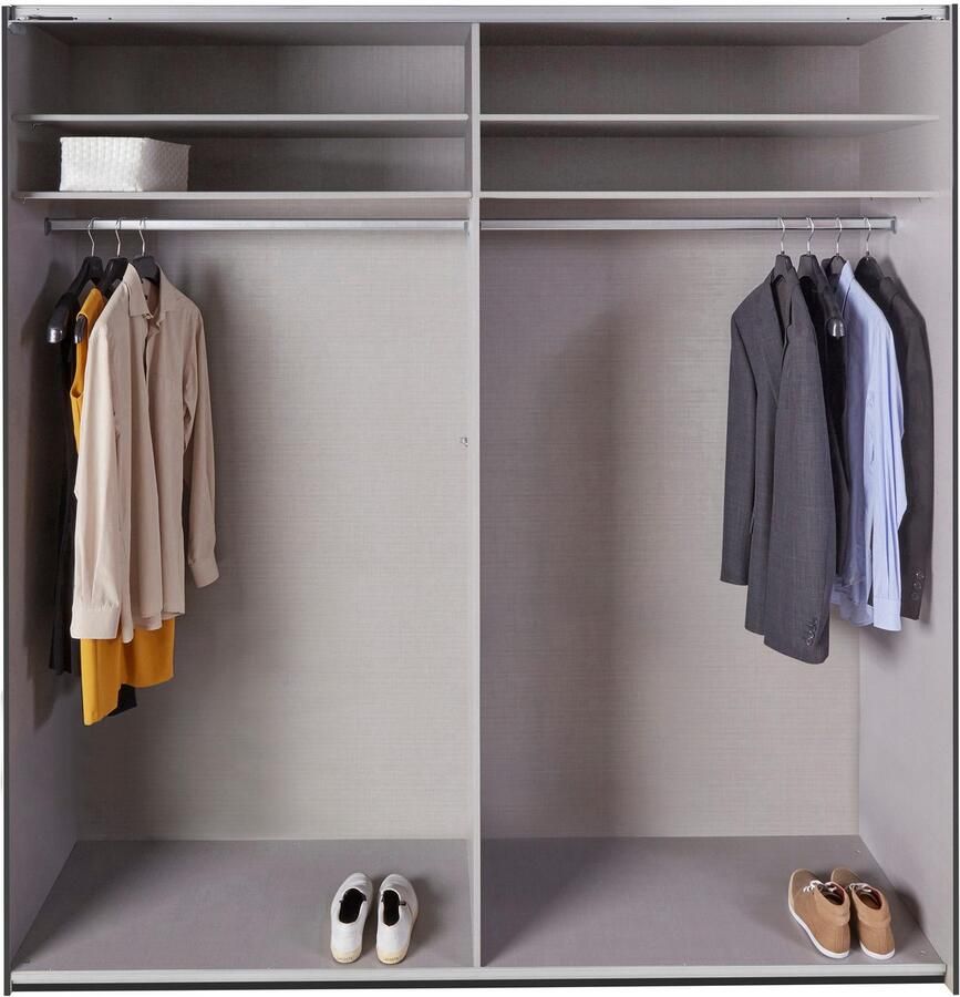 Woonexpress Kledingkast Mierlo Hout Grijs 225 x 208 x 65 cm (BxHxD) Schuifdeurkast Hang-legkast Met 4 Legplanken en 2 Roedes - Foto 4