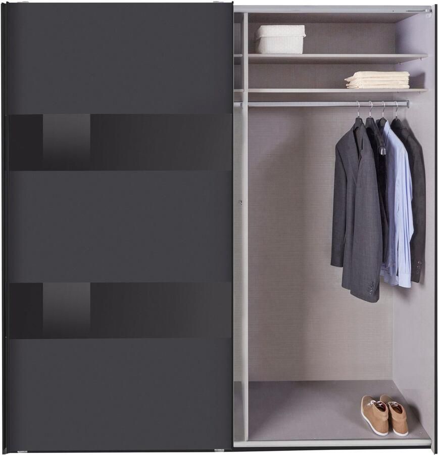 Woonexpress Kledingkast Mierlo Hout Grijs 225 x 208 x 65 cm (BxHxD) Schuifdeurkast Hang-legkast Met 4 Legplanken en 2 Roedes - Foto 5