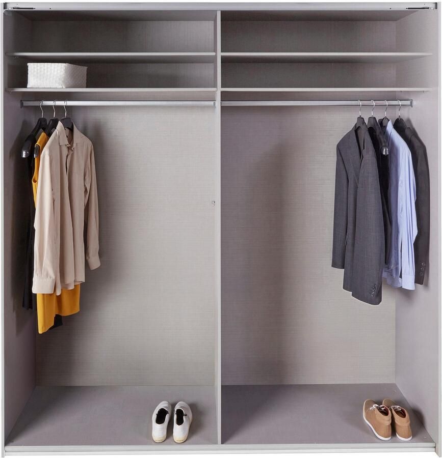Woonexpress Kledingkast Mierlo Hout Wit 225 x 236 x 65 cm (BxHxD) Schuifdeurkast Hang-legkast Met 4 Legplanken en 2 Roedes - Foto 5