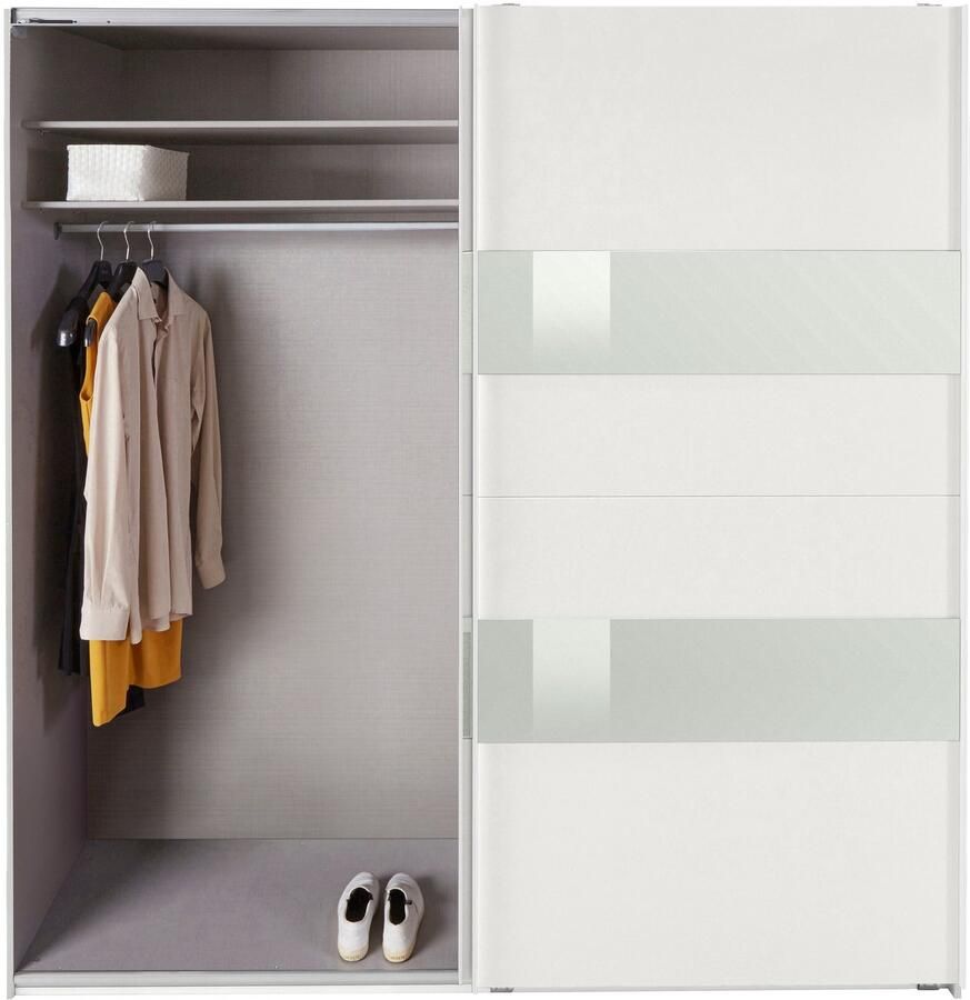 Woonexpress Kledingkast Mierlo Hout Wit 225 x 236 x 65 cm (BxHxD) Schuifdeurkast Hang-legkast Met 4 Legplanken en 2 Roedes - Foto 4