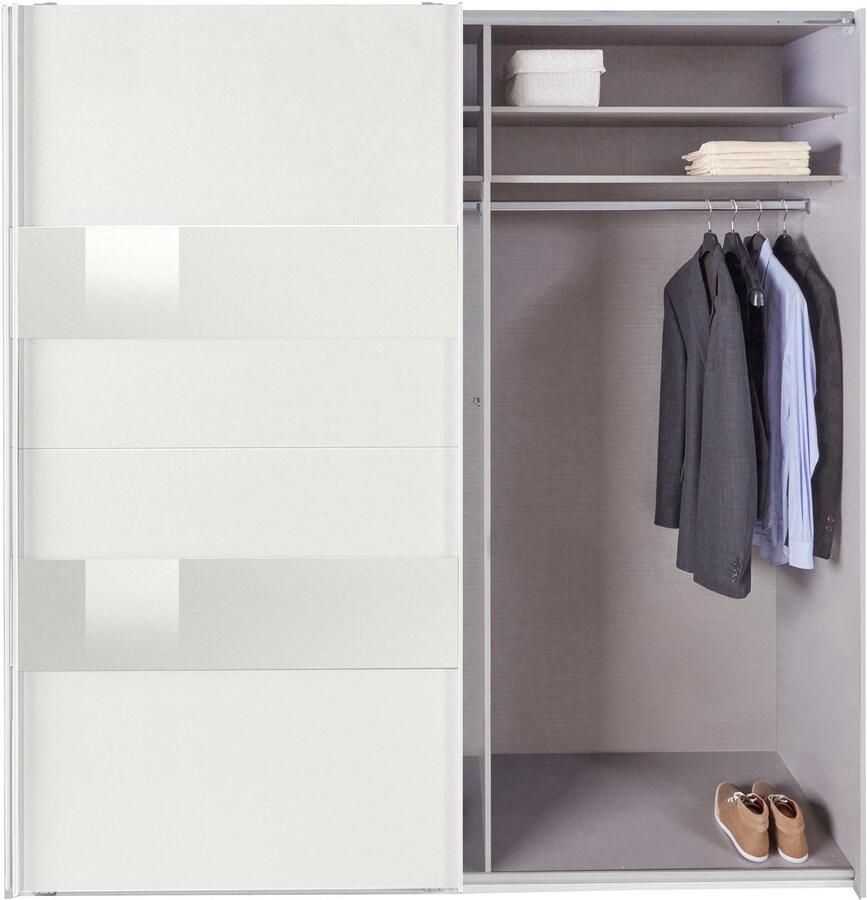 Woonexpress Kledingkast Mierlo Hout Wit 225 x 236 x 65 cm (BxHxD) Schuifdeurkast Hang-legkast Met 4 Legplanken en 2 Roedes - Foto 6