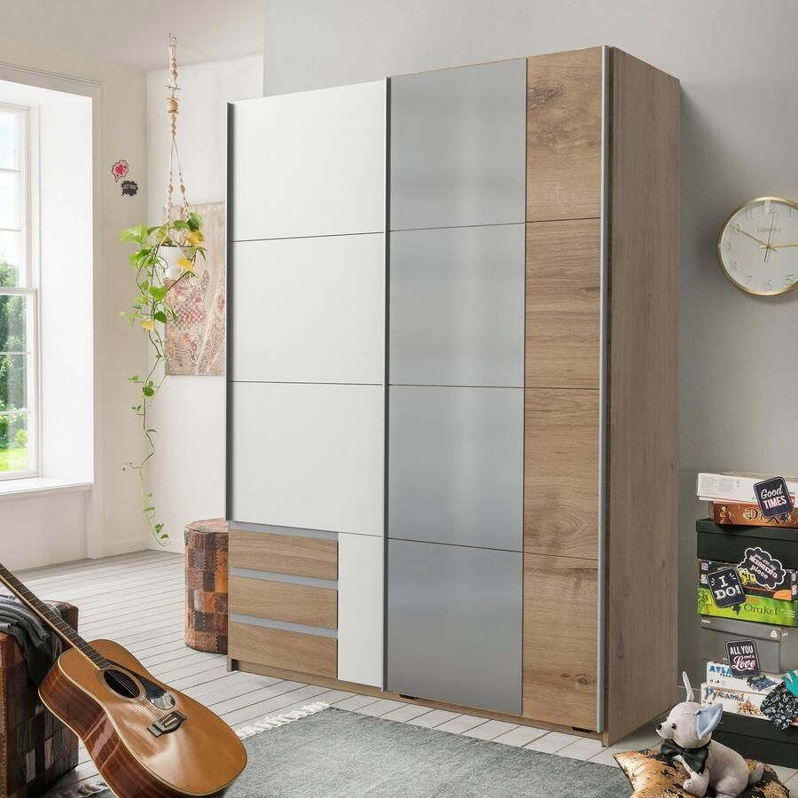 Wimex Zweefdeurkast Emden moderne kledingkast met spiegel en lades BESTSELLER