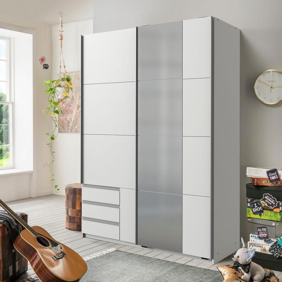 Wimex Zweefdeurkast Emden moderne kledingkast met spiegel en lades BESTSELLER