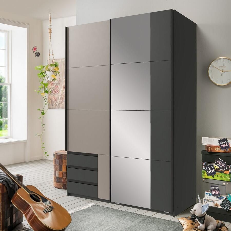 Wimex Zweefdeurkast Emden moderne kledingkast met spiegel en lades BESTSELLER