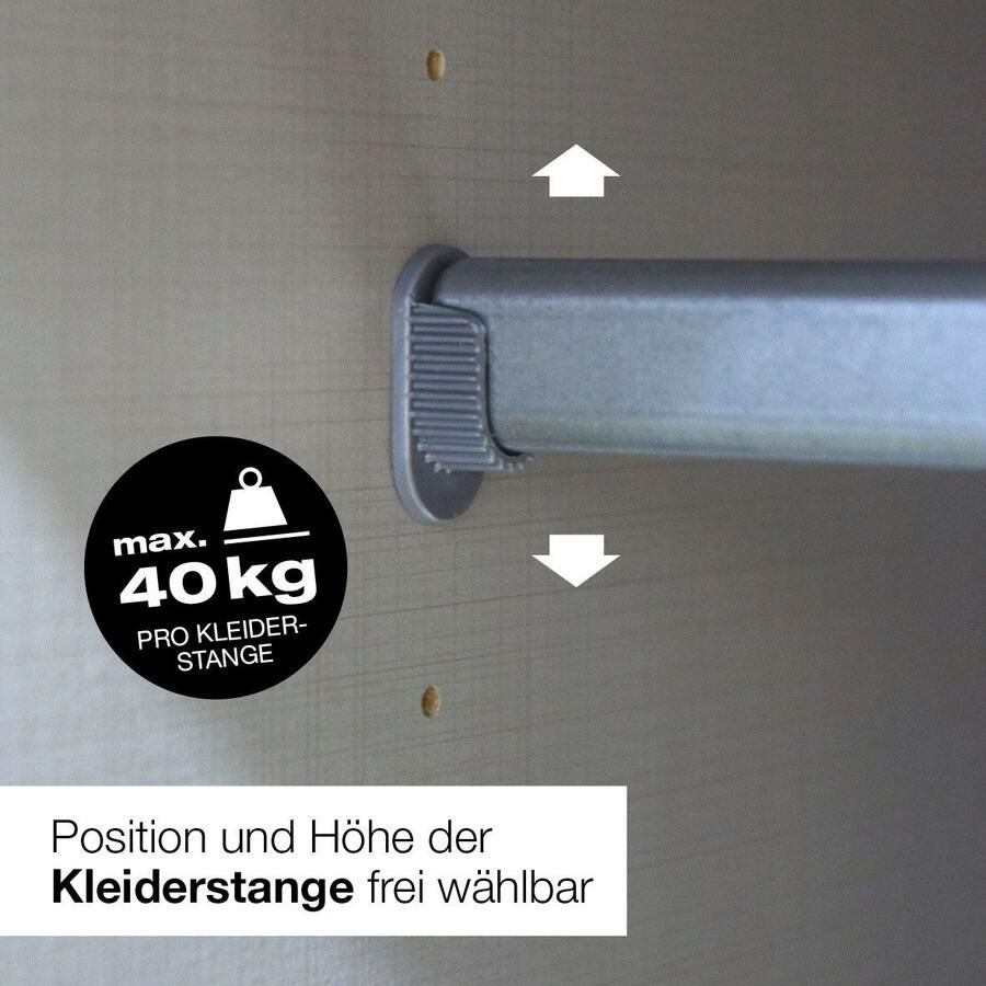 Anders Kledingkast 2 deuren 1 spiegel + 2 lades Wit decor L 91 x D 56 x H199 cm TRIO