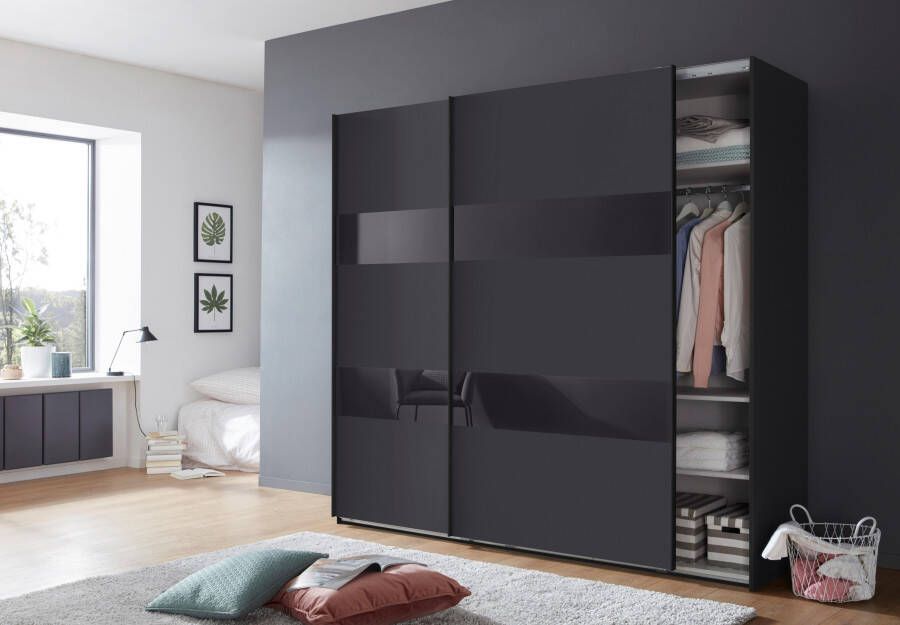 Woonexpress Kledingkast Mierlo Hout Grijs 225 x 208 x 65 cm (BxHxD) Schuifdeurkast Hang-legkast Met 4 Legplanken en 2 Roedes - Foto 2