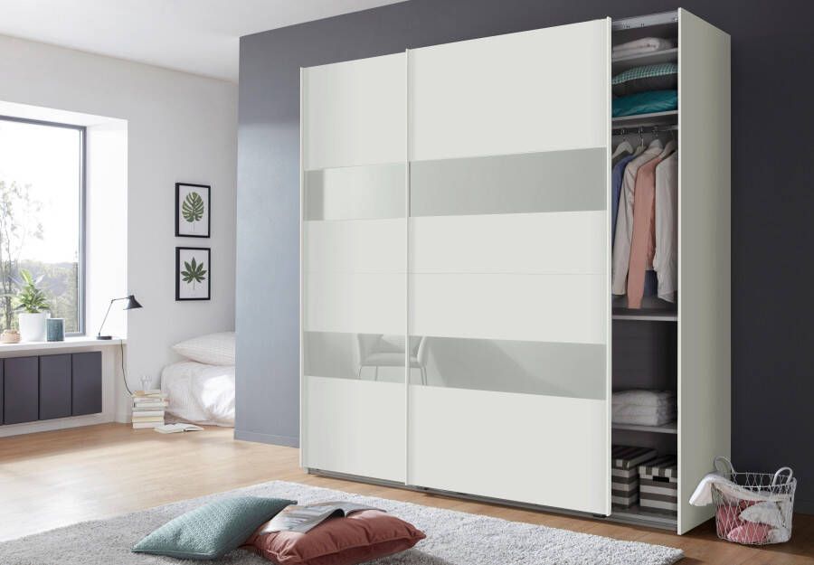 Woonexpress Kledingkast Mierlo Hout Wit 225 x 236 x 65 cm (BxHxD) Schuifdeurkast Hang-legkast Met 4 Legplanken en 2 Roedes - Foto 3