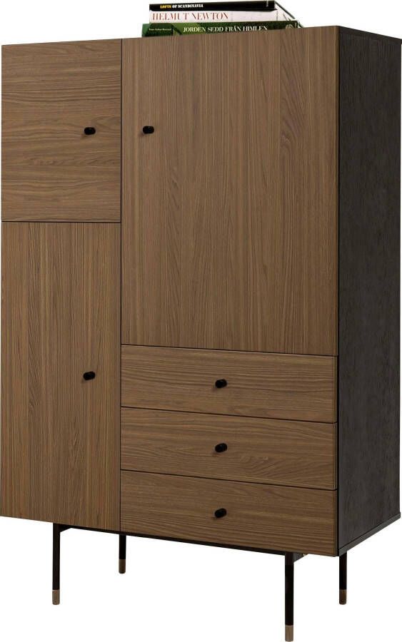 Woodman Highboard Daniel Opbergkast met walnootfineer breedte 90 cm