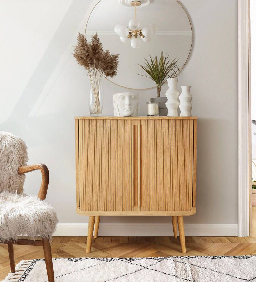 Woodman Highboard Rove Opbergkast bijzonder ontwerp breedte 83 cm met eikenfineer