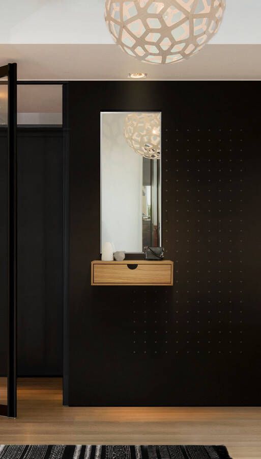 Woodman Nachtkastje Farsta bijzettafel opbergruimte met lade Houtfineer van eiken breedte 40 cm wandmontage FSC