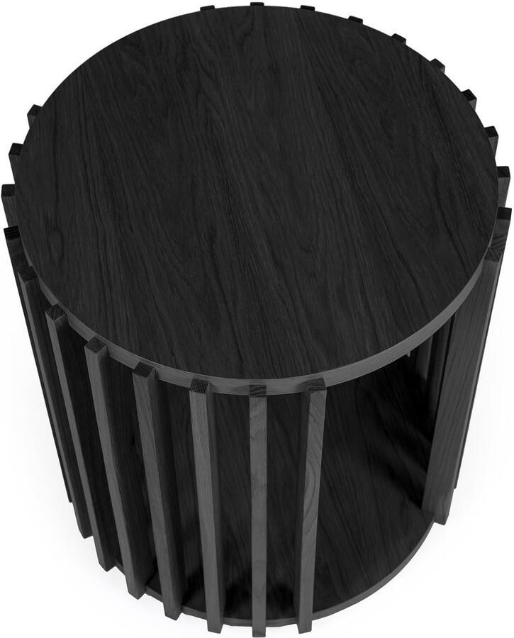 Woodman Bijzettafel Drum Breedte Diepte Hoogte: 53 53 58 cm Houtfineer van eiken spijlen van massief eiken FSC