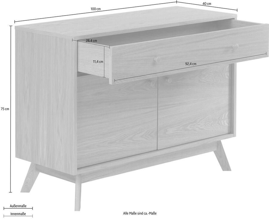 Woodman Dressoir Bjórgvin Kast breedte 100 cm in Scandinavisch ontwerp FSC
